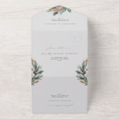 Elegant Gold Geometric Winter Greenery Wedding All In One Uitnodiging (Buitenkant)