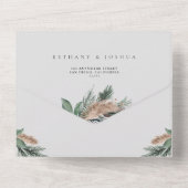 Elegant Gold Geometric Winter Greenery Wedding All In One Uitnodiging (Achterkant)