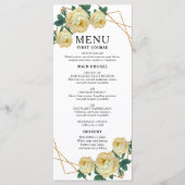 Elegant Gold Geometric Yellow Floral Boho Wedding Menu (Voorkant)
