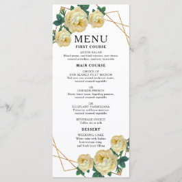 Elegant Gold Geometric Yellow Floral Boho Wedding Menu