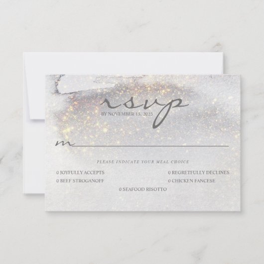 Elegant Gold-getouch Zilver Grijze Wedding RSVP Kaartje (Voorkant)