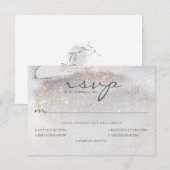 Elegant Gold-getouch Zilver Grijze Wedding RSVP Kaartje (Voorkant / Achterkant)