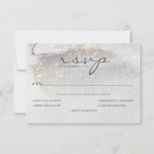 Elegant Gold-getouch Zilver Grijze Wedding RSVP Kaartje