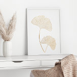 Elegant Gold Ginkgo verliest line Art Illustratie Poster<br><div class="desc">Elegant Gold Ginkgo Leaves Line Art Illustration Poster</div>