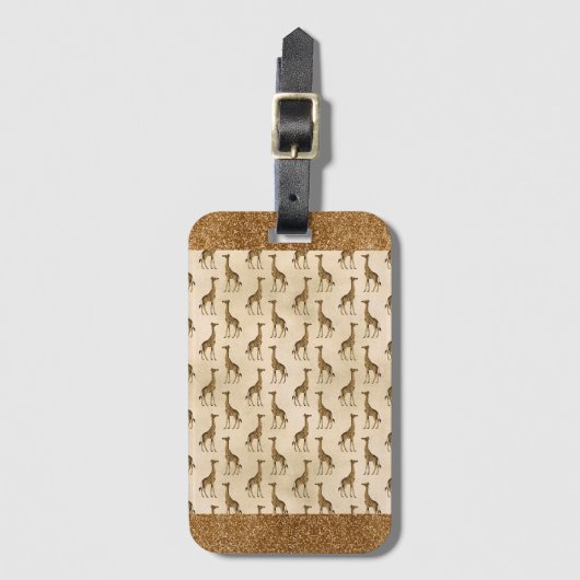 Elegant Gold Giraffe Glitter Sparkle Chic Bagagelabel (Voorkant (verticaal))