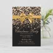 Elegant Gold Glam Bow Christmas Party  Kaart (Staand voorkant)