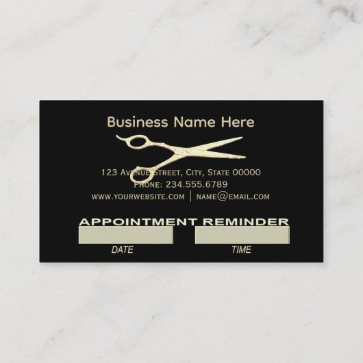 Elegant Gold Glam Haarstylist Benoeming Afsprakenkaartje (Achterkant)