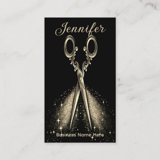 Elegant Gold Glam Haarstylist Benoeming Afsprakenkaartje (Voorkant)