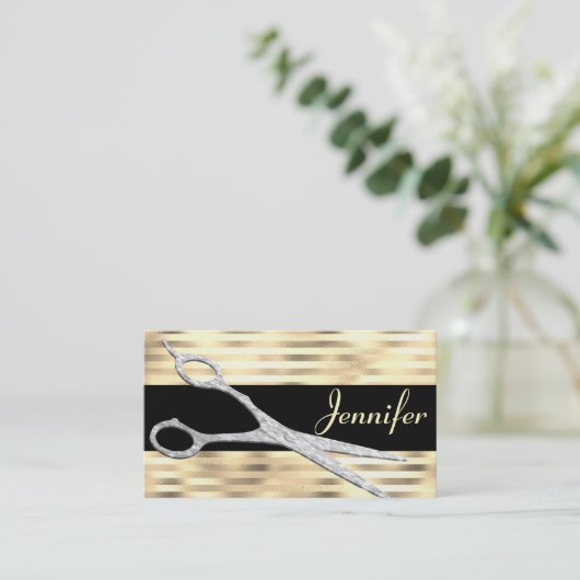 Elegant Gold Glam Haarstylist Benoeming Afsprakenkaartje (Staand voorkant)