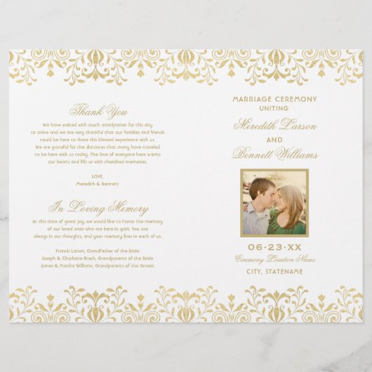 Elegant Gold  Glam Wedding Photo Programs (Voorkant)