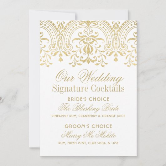 Elegant Gold  Glam Wedding Signature Drinken (Voorkant)
