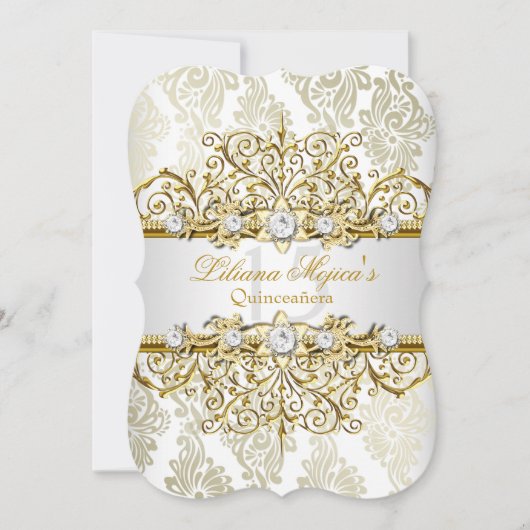 Elegant Gold  Glamor Quinceanera 2 Kaart (Voorkant)