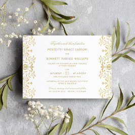 Elegant Gold  Glamor Wedding Kaart