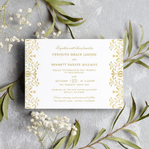 Elegant Gold  Glamor Wedding Kaart