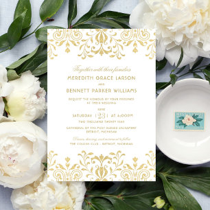 Elegant Gold  Glamor Wedding Kaart