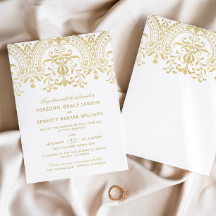 Elegant Gold  Glamor Wedding Kaart