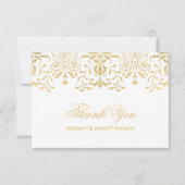Elegant Gold  Glamor Wedding Monogram Bedankkaart (Voorkant)