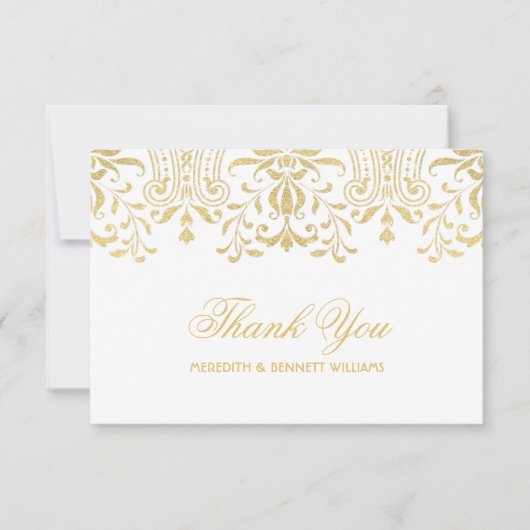 Elegant Gold  Glamor Wedding Monogram Bedankkaart (Voorkant)