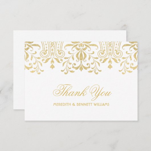 Elegant Gold  Glamor Wedding Monogram Bedankkaart (Voorkant / Achterkant)
