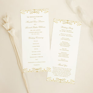 Elegant Gold  Glamor Wedding Programmakaart
