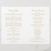 Elegant Gold  Glamor Wedding Programma's (Achterkant)