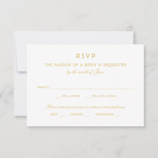 Elegant Gold Glamor Wedding RSVP Kaartje (Voorkant)