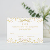 Elegant Gold  Glamor Wedding RSVP Kaartje (Staand voorkant)