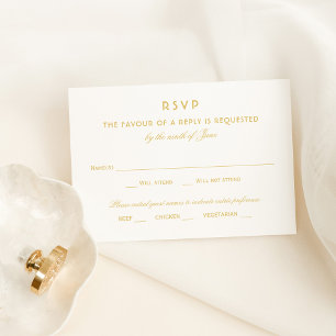 Elegant Gold  Glamor Wedding RSVP Kaartje