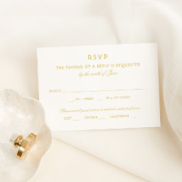 Elegant Gold  Glamor Wedding RSVP Kaartje
