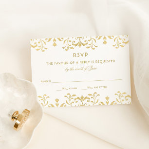 Elegant Gold Glamor Wedding RSVP Kaartje