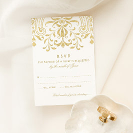 Elegant Gold  Glamor Wedding RSVP Kaartje