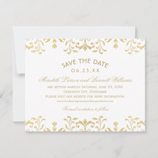 Elegant Gold  Glamor Wedding Save The Date (Voorkant)