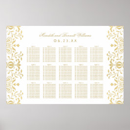Elegant Gold  Glamour Wedding Seating Seating Poster