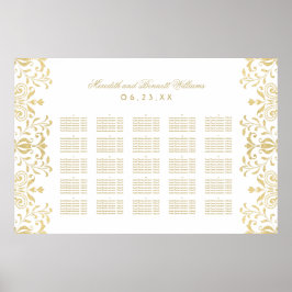 Elegant Gold  Glamour Wedding Seating Seating Poster