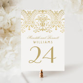 Elegant Gold  Glamour Wedding Table Number Kaart
