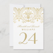 Elegant Gold  Glamour Wedding Table Number Kaart (Achterkant)