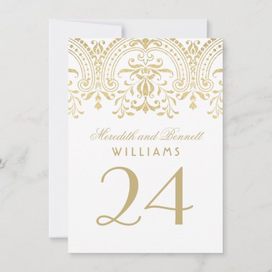 Elegant Gold  Glamour Wedding Table Number Kaart (Achterkant)