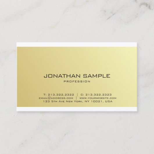 Elegant Gold Glamoureus Simple Design Trendy Plain Visitekaartje (Voorkant)