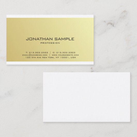 Elegant Gold Glamoureus Simple Design Trendy Plain Visitekaartje (Voorkant / Achterkant)