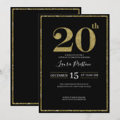 Elegant Gold Glitter 20th Birthday Kaart (Voorkant / Achterkant)