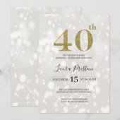 Elegant Gold Glitter 40e verjaardag Kaart (Voorkant / Achterkant)