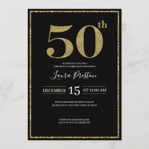 Elegant Gold Glitter 50th Birthday Kaart