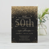 Elegant Gold Glitter 50th Birthday Party Kaart (Staand voorkant)