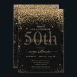 Elegant Gold Glitter 50th Birthday Party Kaart<br><div class="desc">Dit elegante ontwerp kenmerkt een zwarte achtergrond,  een gouden glitter,  en het schrijven van het douanemanuscript. Wat een mooie manier om je gasten uit te nodigen voor deze speciale gelegenheid.</div>