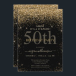 Elegant Gold Glitter 50th Birthday Party Kaart<br><div class="desc">Dit elegante ontwerp kenmerkt een zwarte achtergrond,  een gouden glitter,  en het schrijven van het douanemanuscript. Wat een mooie manier om je gasten uit te nodigen voor deze speciale gelegenheid.</div>