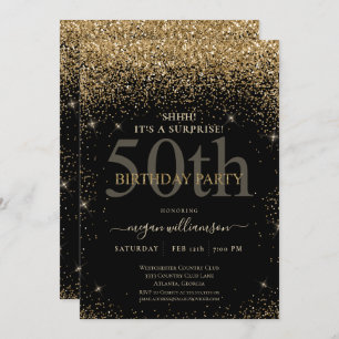 Elegant Gold Glitter 50th Birthday Party Kaart