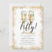 Elegant Gold Glitter 50th Birthday Party Kaart (Voorkant)