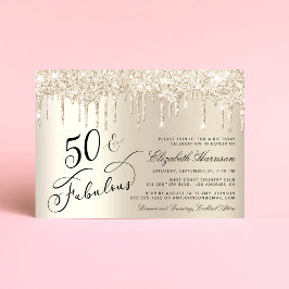 Elegant Gold Glitter 50th Birthday Party Kaart