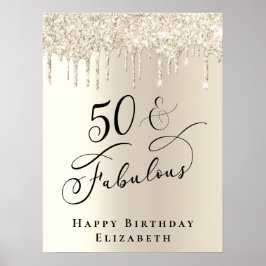 Elegant Gold Glitter 50th Birthday Party Poster