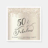 Elegant Gold Glitter 50th Birthday Party Servet (Voorkant)